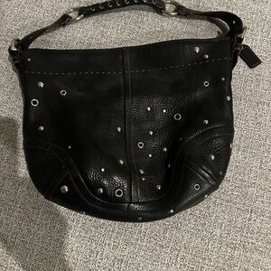 Coach Vintage Black Studded Leather Shoulder Bag